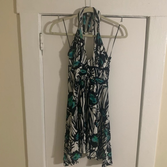 Express black, white & teal halter dress Small - Picture 2 of 7